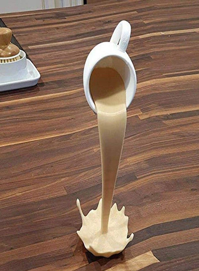 shenruifa Floating Coffee Cup Sculpture Resin Coffee Cup Spilling Sculpture for Home Desk Ornaments Decor (Black) - Image 4