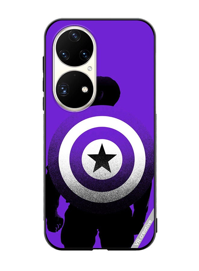 VR CREATIVE Protective Case Cover For Huawei P50 Pro Purple Captain America Design Multicolour - Image 1