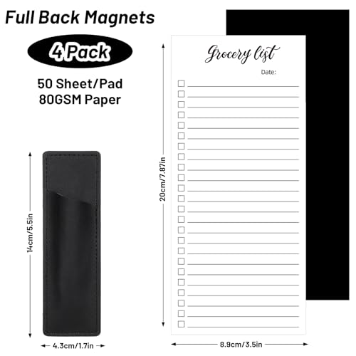 Thboxes 4 Pack Magnetic Note Pad for Fridge with Pen Holder, Totally 200 Sheets Magnetic To Do List, Grocery List, Shopping List, Meals Pads for Refrigerator - Image 2