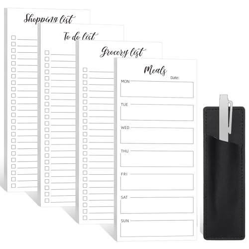 Thboxes 4 Pack Magnetic Note Pad for Fridge with Pen Holder, Totally 200 Sheets Magnetic To Do List, Grocery List, Shopping List, Meals Pads for Refrigerator - Image 1