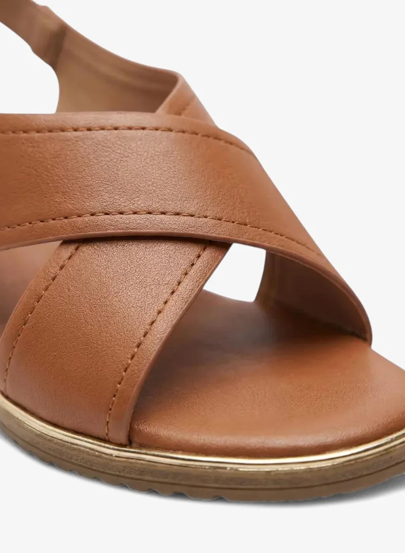 Geoomnii Tan Women’s Sandals with Back Strap – Comfortable, Stylish & Secure Fit for Women | Best Price UAE