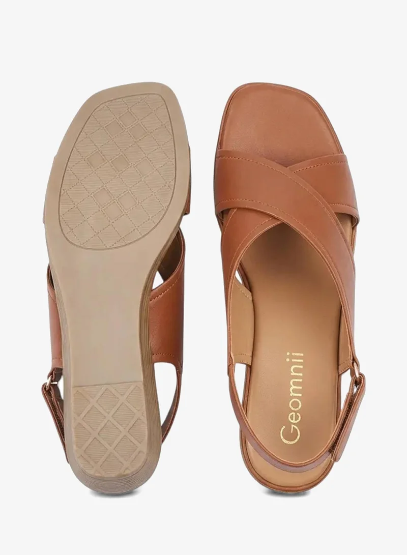 Geoomnii Tan Women’s Sandals with Back Strap – Comfortable, Stylish & Secure Fit for Women | Best Price UAE
