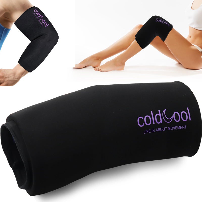 Coldcool Knee Ice Pack Wrap for Injuries Reusable Gel Cold Packs Brace 360 Compression Sleeve for Elbow Ankle Calf Flexible Cold Wrap Recovery for Meniscus ACL MCL Pain Relief