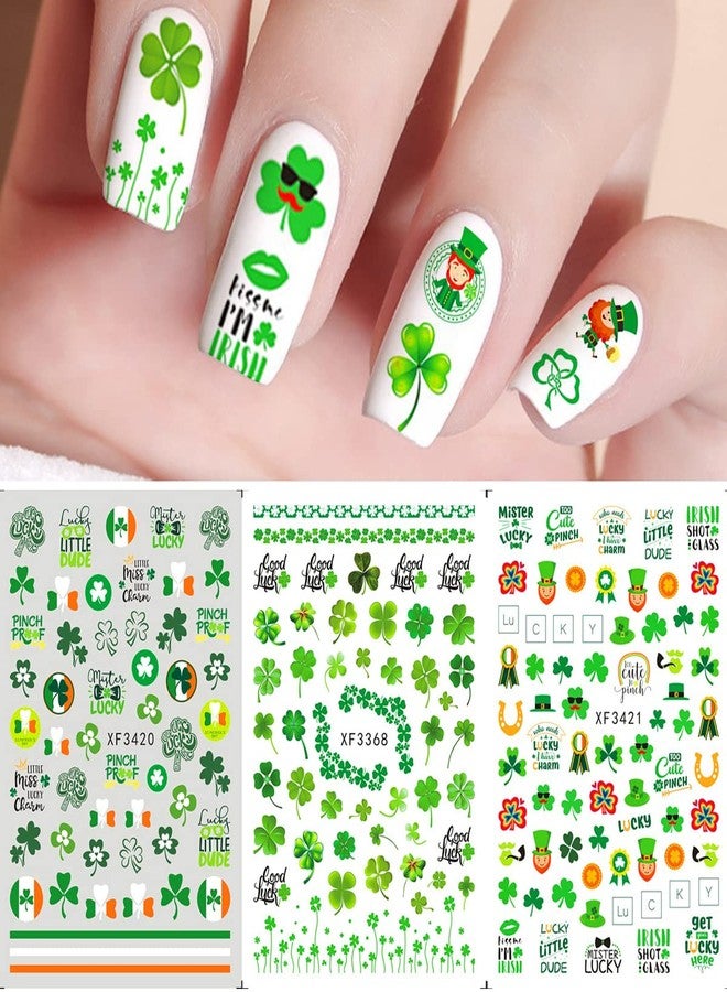 FUMIHIT 10 Sheets St. Patrick's Day Nail Art Stickers Decals 3D Shamrock Nail Stickers Green Clover Irish Nail Decals St. Patrick's Day Nail Decorations for Women, Kids, Girls - Image 2