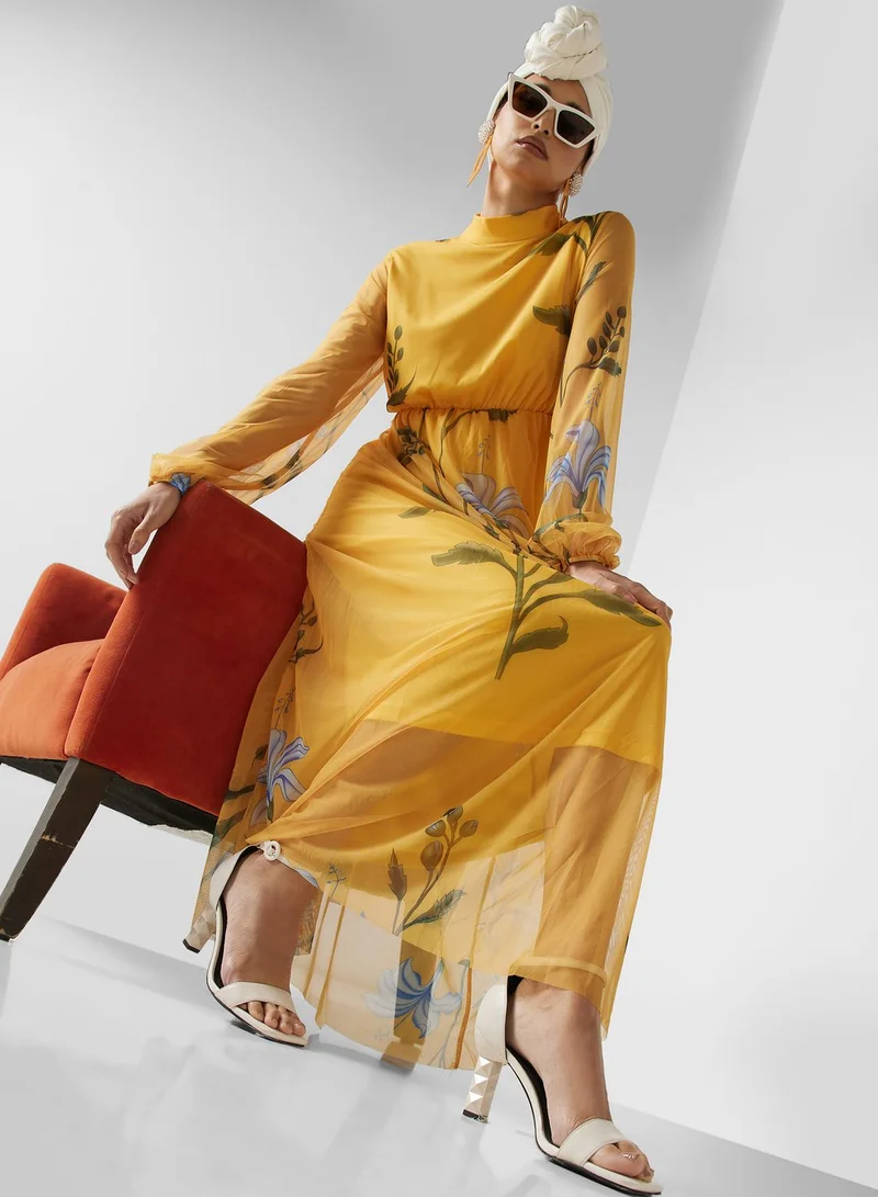 Khizana Floral Chiffon Dress