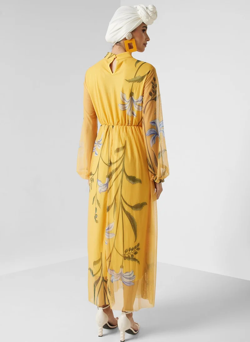 Khizana Floral Chiffon Dress