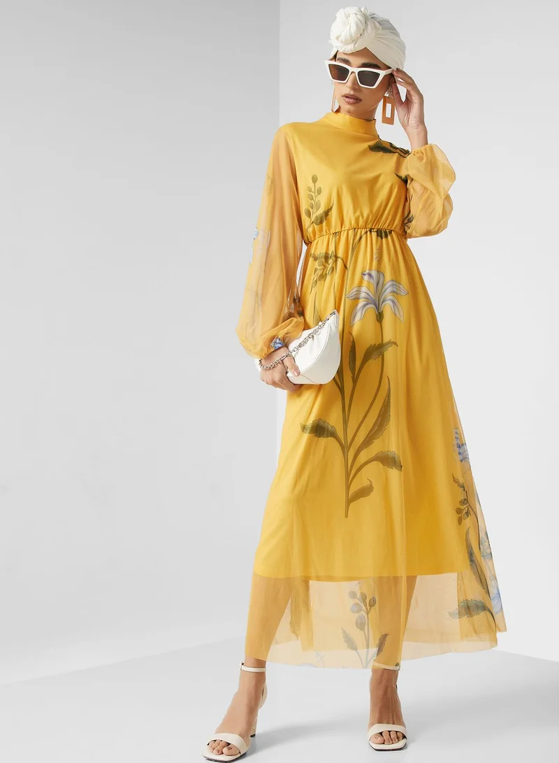 Khizana Floral Chiffon Dress