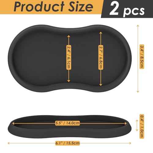 Koluti Salt and Pepper Mill Silicone Tray Set of 2, Kitchen Pepper Grinder Rest Seasoning Bottle Holder for Counter, Dining Table Protector and Rustic Small Board Decorative Serving Platter, Black - Image 2