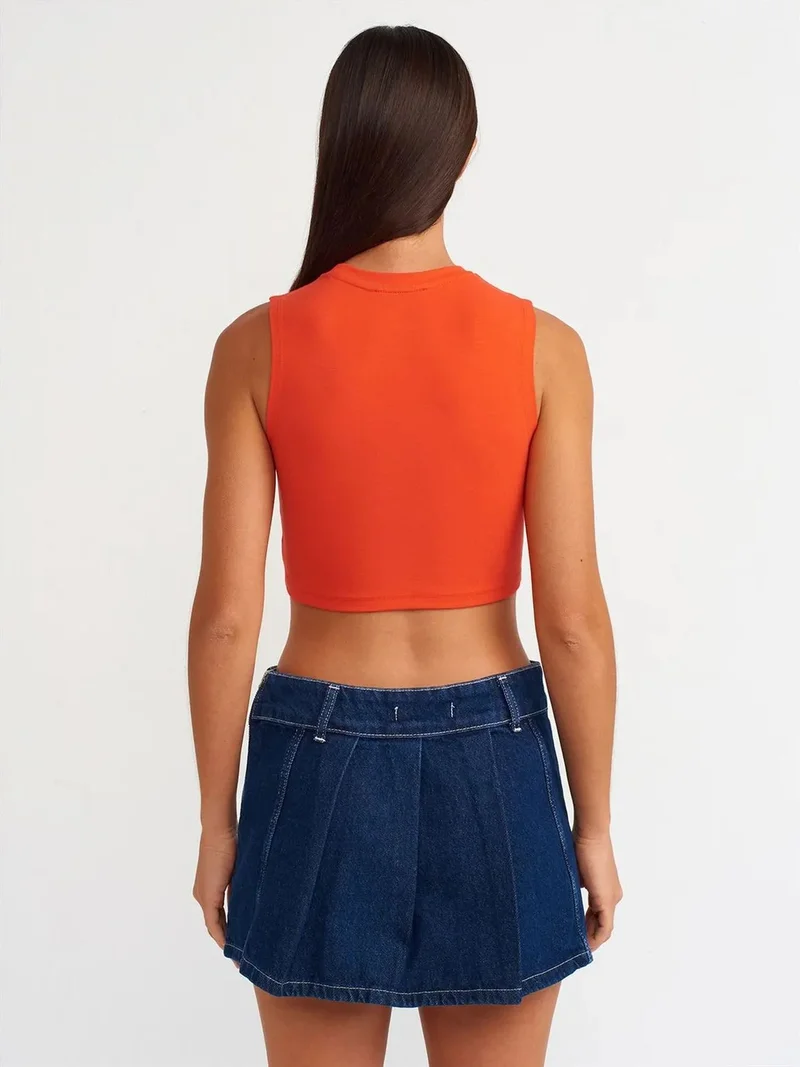 ديلفين DILVIN Sleeveless Crop Top In Cotton Jersey