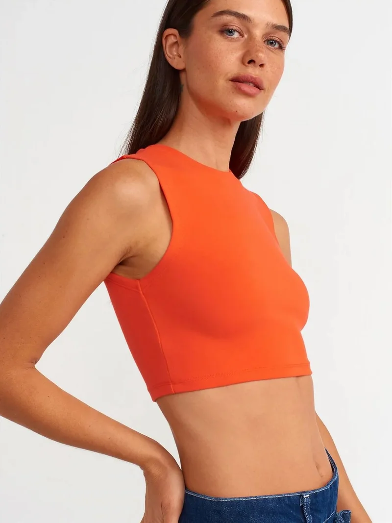 ديلفين DILVIN Sleeveless Crop Top In Cotton Jersey