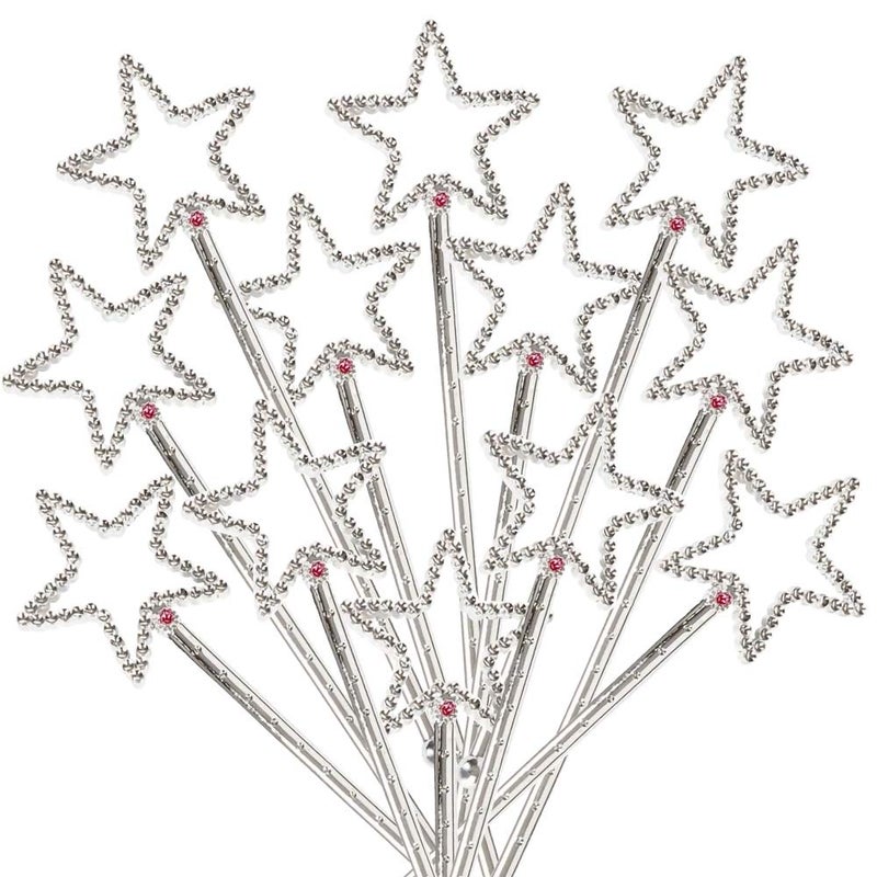 ArtCreativity Sparkly Star Wand Bulk Pack of 24 Princess Party Favors for Girls and Boys Silver Star Wand 75 Inch Magic Toy Wands with Rhinestones Princess Costume DressUp Accessories - Image 3