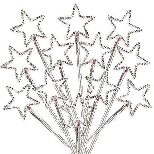 ArtCreativity Sparkly Star Wand Bulk Pack of 24 Princess Party Favors for Girls and Boys Silver Star Wand 75 Inch Magic Toy Wands with Rhinestones Princess Costume DressUp Accessories - Image 1