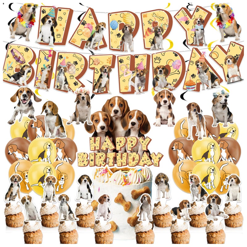 LHDUOFA Beagle Theme Party Supplies Birthday Decorations Including Happy Birthday Banner Cake Cupcake Toppers Hanging Swirls Balloons for Dog Party - Image 3