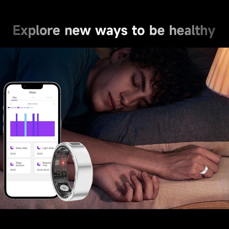 Smart Health Ring, IP68 Fitness Tracker Ring, Sleep Tracking Touch Screen Wearable Fitness Tracker Exercise Redord Steps with APP Charging Case for Men Women (8) - Image 5