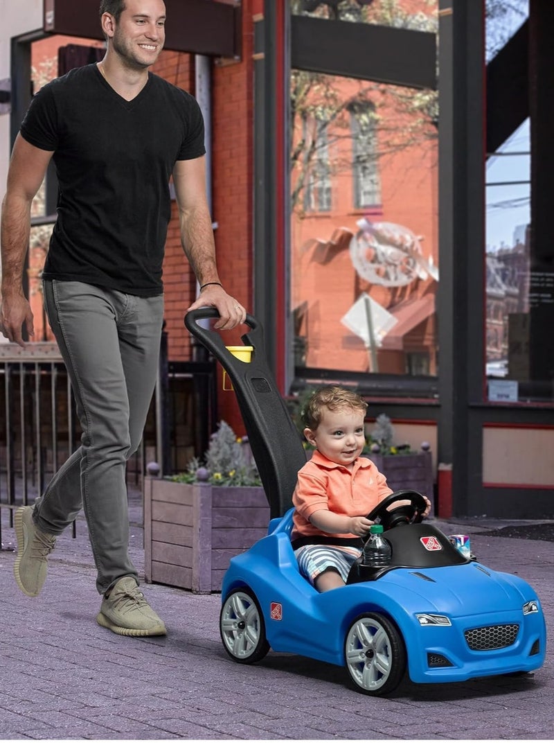Step2 Whisper Ride-on Cruiser (Blue), Single Seater Kids Push Car, Easy to Store Ride On Toy with Seatbelt, Horn and Storage Trunk, Suitable for Children both Boys and Girls Aged 18m and Above  - Image 1