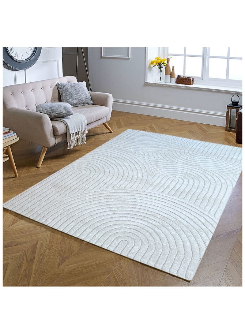 Handpicked Furniture Geometric Cream Runner Carpet Ultra Soft Area Carpets For Bed Room, Living Room, And Dining room, Anti-slip Floor Carpets, Easy to Clean, Made In Turkey - Image 1
