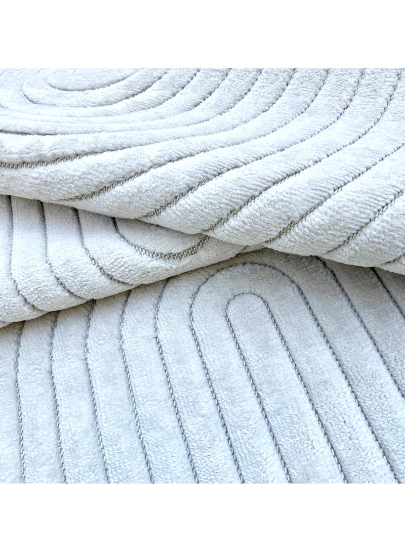 Handpicked Furniture Geometric Cream Runner Carpet Ultra Soft Area Carpets For Bed Room, Living Room, And Dining room, Anti-slip Floor Carpets, Easy to Clean, Made In Turkey - Image 2