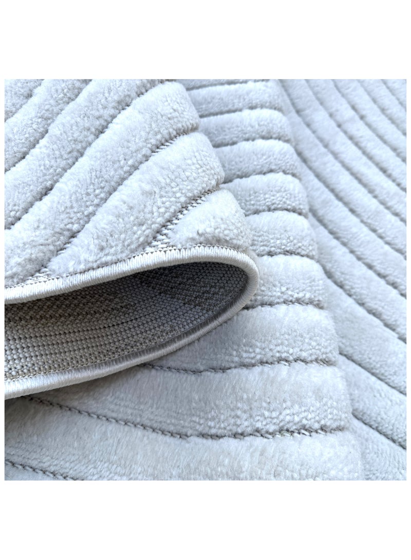 Handpicked Furniture Geometric Cream Runner Carpet Ultra Soft Area Carpets For Bed Room, Living Room, And Dining room, Anti-slip Floor Carpets, Easy to Clean, Made In Turkey - Image 3