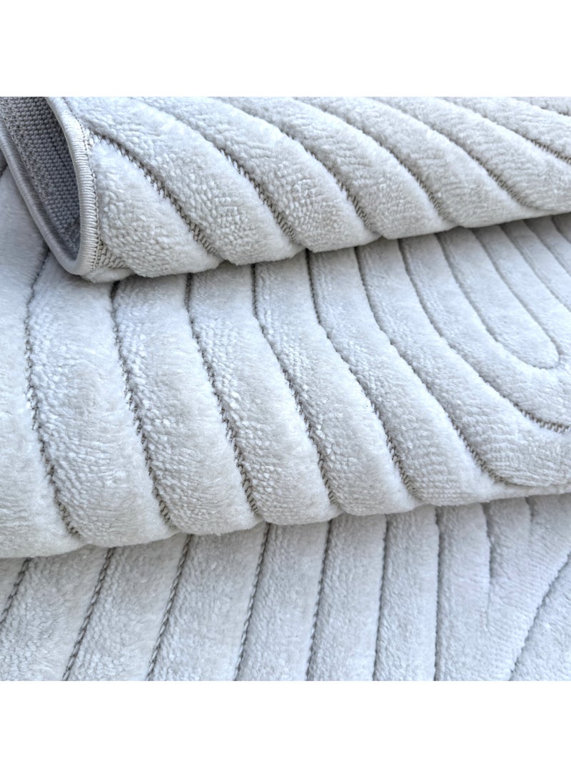 Handpicked Furniture Geometric Cream Runner Carpet Ultra Soft Area Carpets For Bed Room, Living Room, And Dining room, Anti-slip Floor Carpets, Easy to Clean, Made In Turkey - Image 4