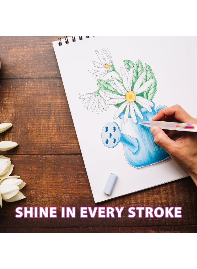 Glitter Gel Pens, 6 Pack 3 Colors Gradient Fantasy Rainbow Pens Glitter Pens for Adults Coloring Book, Doodle, Painting, Scrapbooking, Sketching Journal, Color Gel Pens Gift for Kids - Image 3