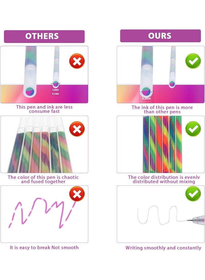 Glitter Gel Pens, 6 Pack 3 Colors Gradient Fantasy Rainbow Pens Glitter Pens for Adults Coloring Book, Doodle, Painting, Scrapbooking, Sketching Journal, Color Gel Pens Gift for Kids - Image 4