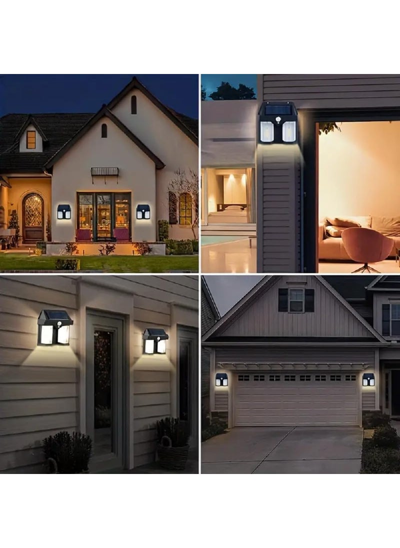 HUMI HOMES - HUMI HOMES Dual Bulb Solar Wall Lights Outdoor, Solar Wall Lantern with 3 Modes & Motion Sensor - Image 1