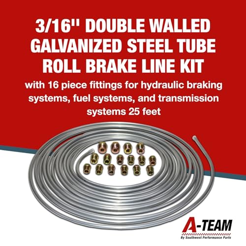 A-Team Performance - 3/16'' Double Walled Galvanized Steel Tube Roll Brake Line Kit - With 16 Piece Fittings For Hydraulic Braking Systems, Fuel, And Transmission System 25 Feet - Image 3