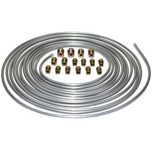 A-Team Performance - 3/16'' Double Walled Galvanized Steel Tube Roll Brake Line Kit - With 16 Piece Fittings For Hydraulic Braking Systems, Fuel, And Transmission System 25 Feet - Image 2