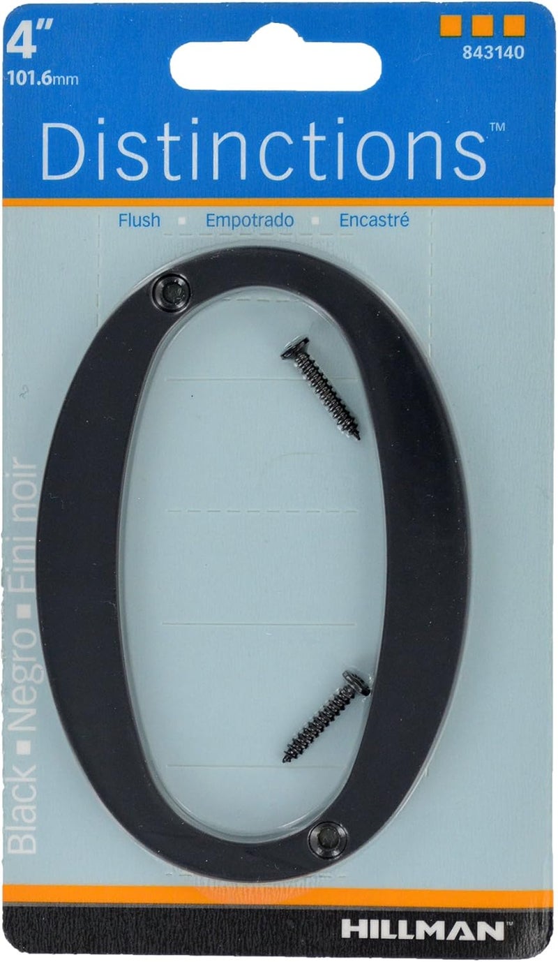 HILLMAN Distinctions 843140 Black Flush-Mount 4-Inch House Number 0 - Image 2