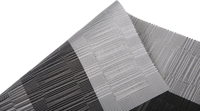 pepplo® Placemats Set of 6 Dining Table Mats Woven Vinyl PVC Placemats Non-Slip Heat-Resistant Washable Place Mats, Black Grey (PLC01C6) - Image 3
