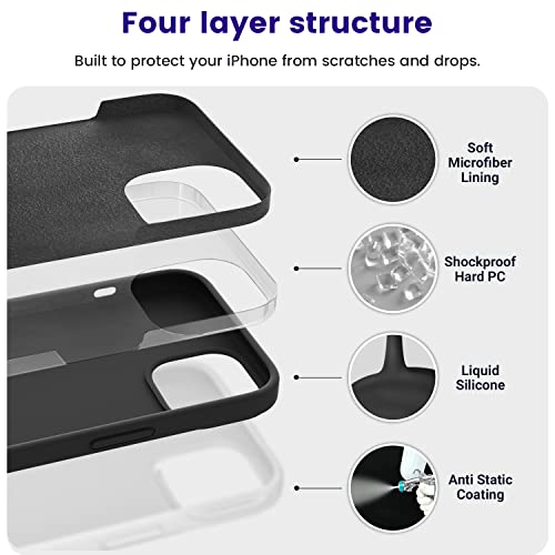 OTOFLY Designed for iPhone 13 Phone Case, Silicone Shockproof Slim Thin Phone Case for iPhone 13 6.1 inch (Black) - Image 2