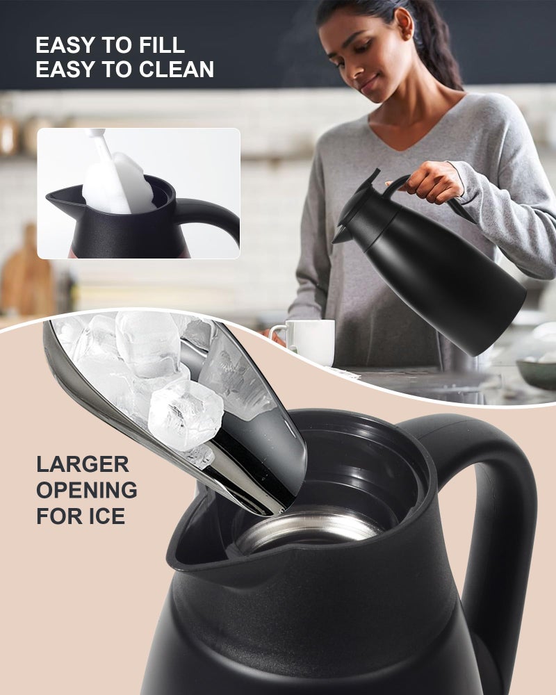 Tgvasz 70oz Thermal Coffee Carafe for keeping hot,Updated Carafes for hot liquid, Stainless Steel Insulated Thermal Pot for Coffee, Hot Water,Keep Hot 12 Hours (Black 2.1 L) - Image 4