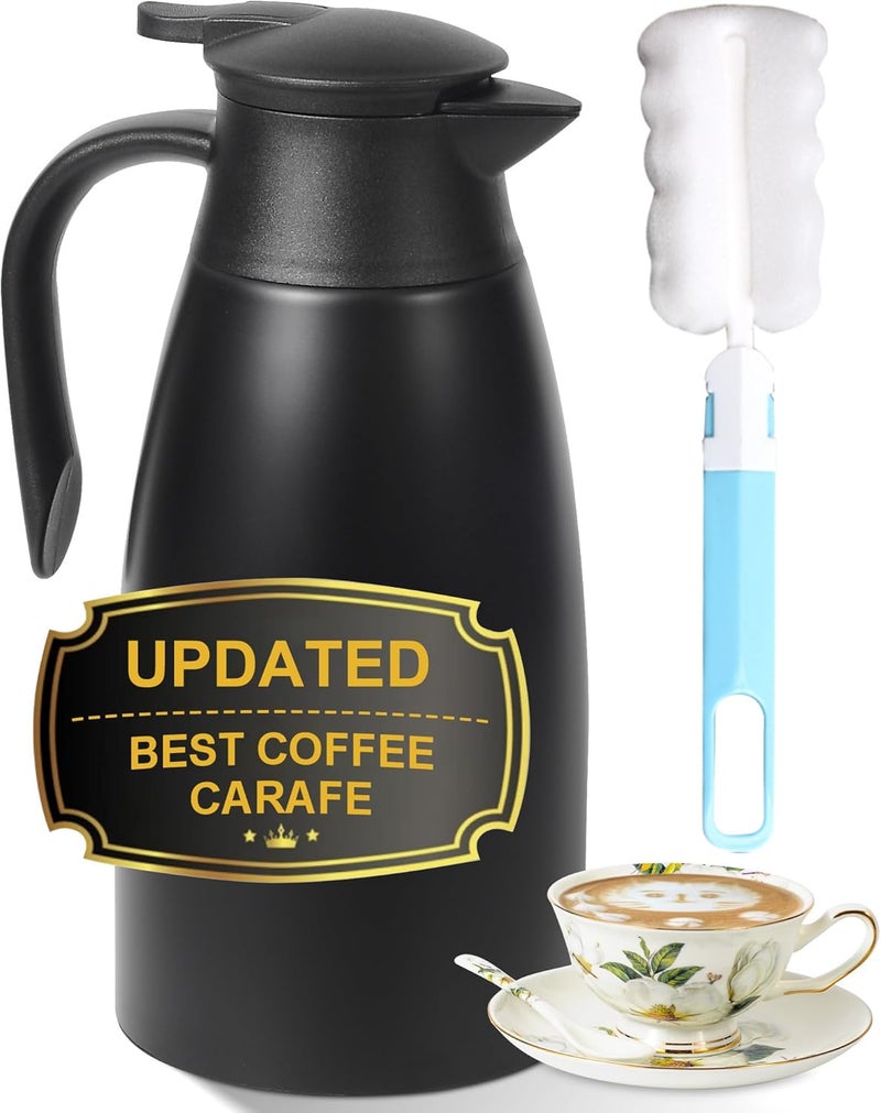 Tgvasz 70oz Thermal Coffee Carafe for keeping hot,Updated Carafes for hot liquid, Stainless Steel Insulated Thermal Pot for Coffee, Hot Water,Keep Hot 12 Hours (Black 2.1 L) - Image 1