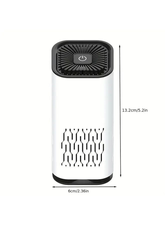 منقي هواء أبيض محمول مع كربون منشط وضوء ليلي يعمل باليو إس بي للمنزل والمكتب والسيارة - Image 4