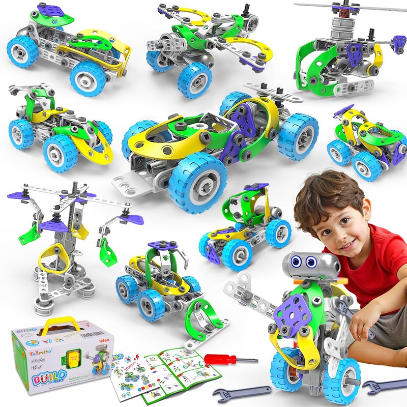 Tsomtto 10 in 1 Electric STEM Toys for 5 6 7 8 9+ Year Old Boy Girl Birthday Gifts Educational Building Toys for Kids Ages 4-8 5-7 8-12 Stem Activities Construction Toy for Boys 6-8 8-10 Christmas Idea Gift - Image 1