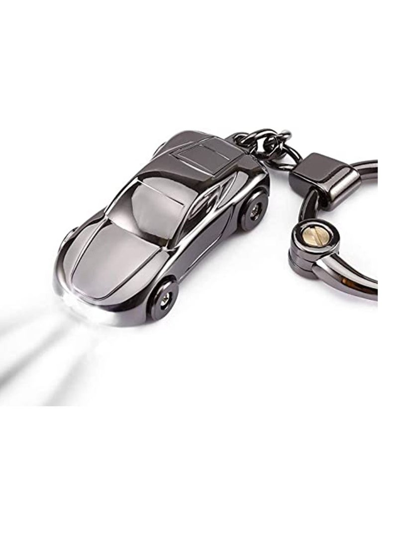 SYOSI Key Chain Flashlight, Zinc Alloy Black Car Keychain with 2 Modes LED Light, Key Rings for Men, Women, Car Decorations, Perfect Gifts Lovely Personality Fashion Creative Car Key Pendant