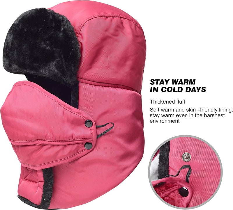 KOOLSOLY Trooper Trapper Hat,Winter Ski Hat with Winter Ear Flap and Ski Windproof Mask - Image 3