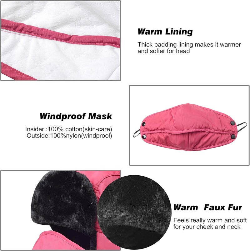 KOOLSOLY Trooper Trapper Hat,Winter Ski Hat with Winter Ear Flap and Ski Windproof Mask - Image 4