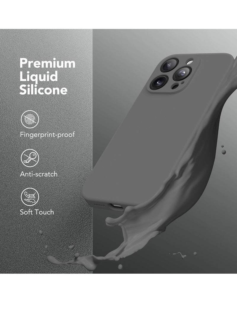 iPhone 15 Pro Max Case Silicone, Compatible with MagSafe, [Camera Protection][2X Screen Protectors] Slim Shockproof Protective Phone Case, Soft Anti-Scratch Microfiber Lining, Dark Gray
