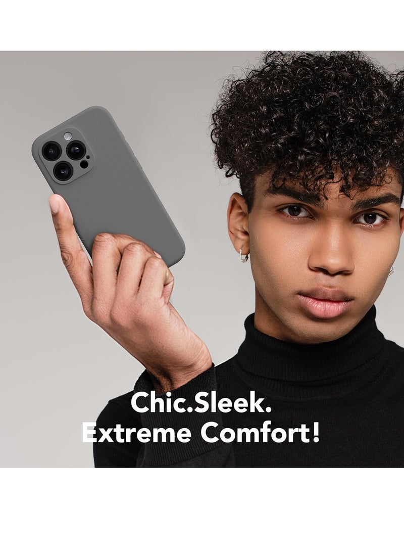 iPhone 15 Pro Max Case Silicone, Compatible with MagSafe, [Camera Protection][2X Screen Protectors] Slim Shockproof Protective Phone Case, Soft Anti-Scratch Microfiber Lining, Dark Gray
