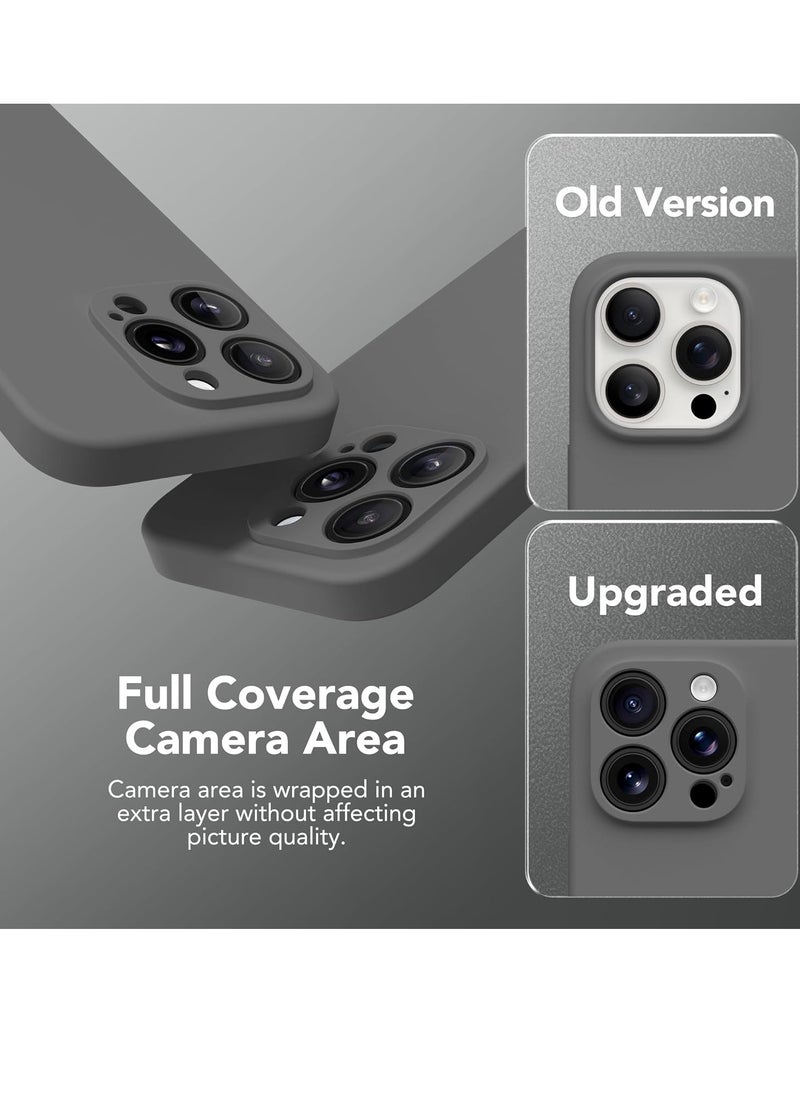 iPhone 15 Pro Max Case Silicone, Compatible with MagSafe, [Camera Protection][2X Screen Protectors] Slim Shockproof Protective Phone Case, Soft Anti-Scratch Microfiber Lining, Dark Gray