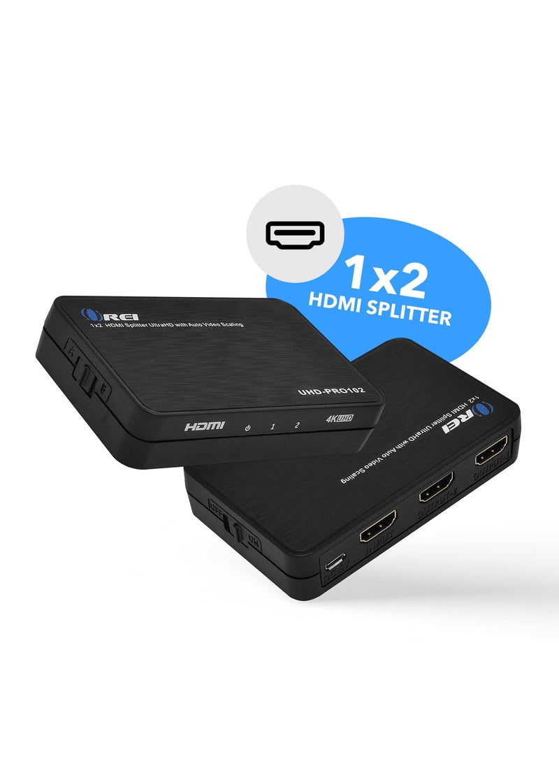OREI OREI 4K HDMI Splitter 1 in 2 Out Mirror only with auto downscaling, Advanced EDID Management & 3D Support (UHD-PRO102)  - Image 3