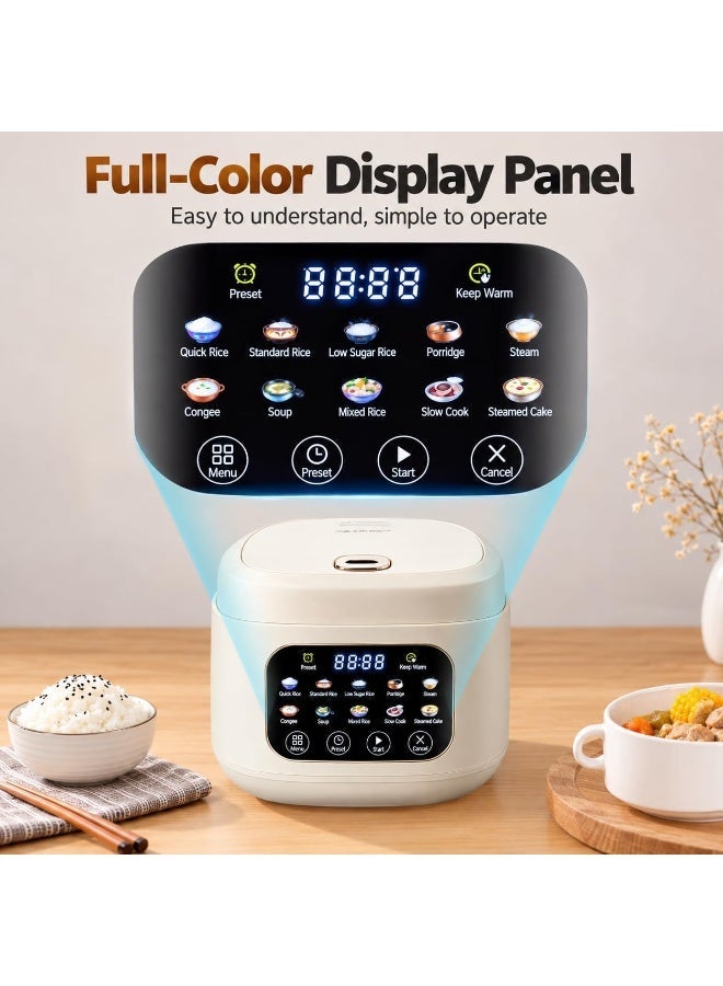 XVersion 2L Low Sugar Rice Cooker with Steamer – Smart Multi Cooker for Rice, Soup, Stew & Cake – Timer, Reservation & Keep Warm - Electric Rice Maker - Image 2