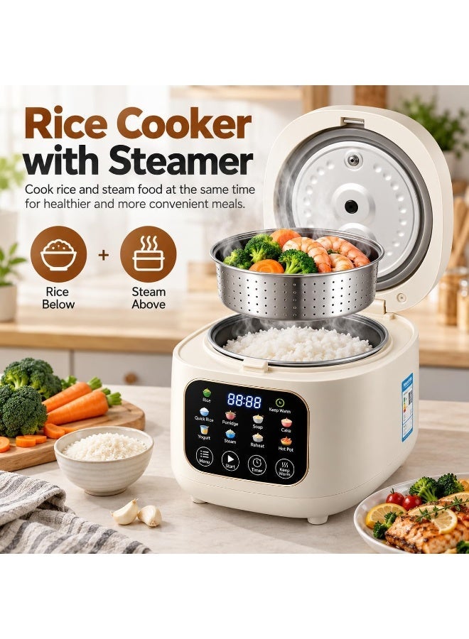 XVersion 2L Low Sugar Rice Cooker with Steamer – Smart Multi Cooker for Rice, Soup, Stew & Cake – Timer, Reservation & Keep Warm - Electric Rice Maker - Image 3