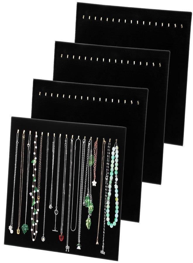 BOHUIZ 4 Pack Black Velvet Necklace Display Stands for Selling with 17 Hooks, Jewelry Necklace Display Stand Storage Holder for Pendants Chain - Image 1