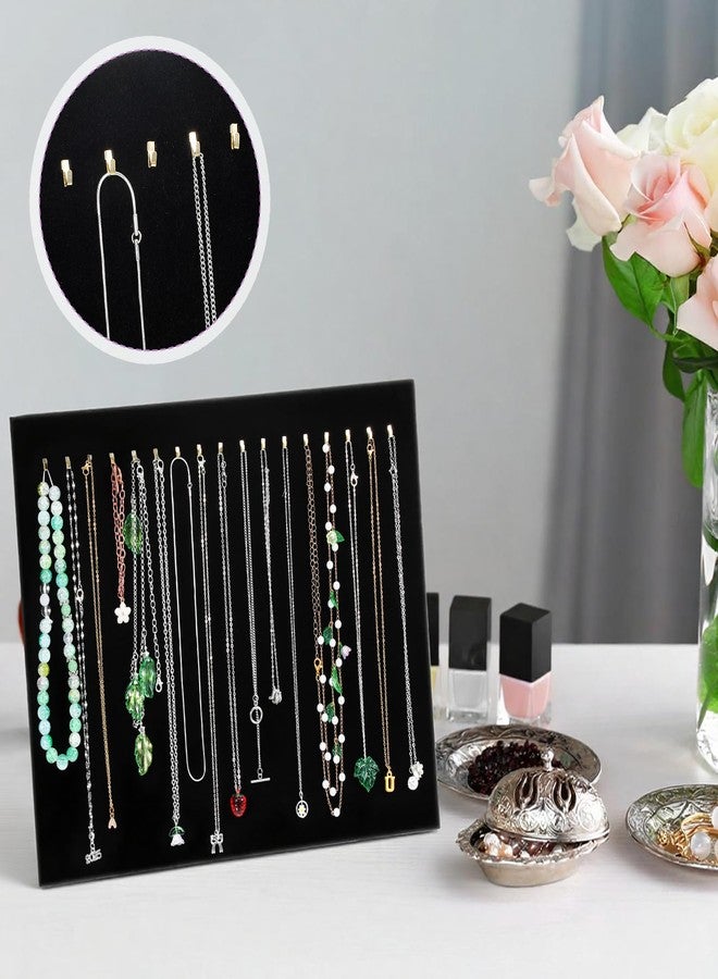 BOHUIZ 4 Pack Black Velvet Necklace Display Stands for Selling with 17 Hooks, Jewelry Necklace Display Stand Storage Holder for Pendants Chain - Image 4