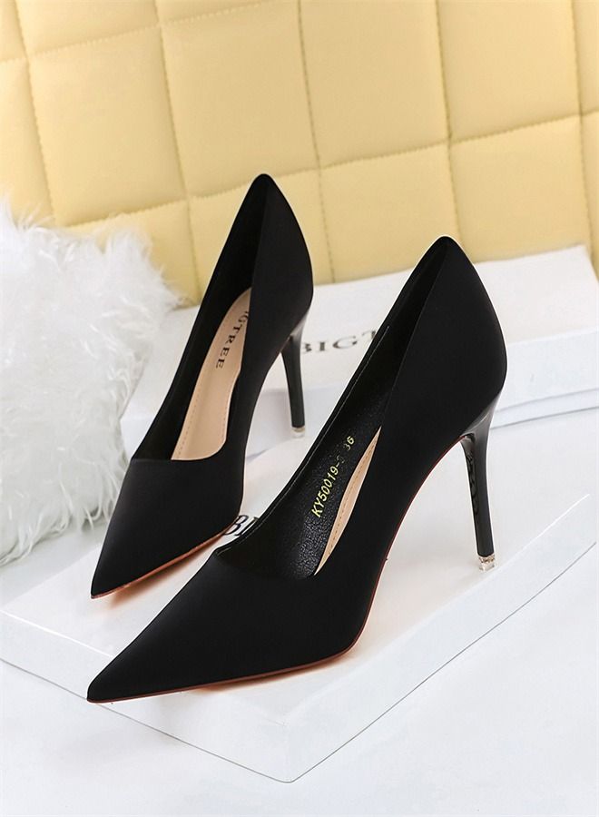 BIGTREE Shallow Pointed High Heels 7.5CM Black
