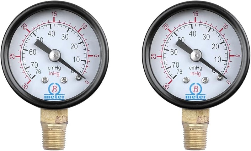 مقياس ضغط هواء هوائي مزدوج الخيوط الذكرية 0-30 بوصة زئبق - Image 1