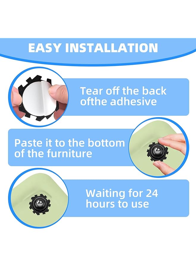 erorex Self Adhesive Caster Wheels 24 Pcs 360° Rotation Mini Swivel Wheels For Furniture Diy Connected Small Appliance Rollers For Kitchen Universal Swivel Wheels For Coffee Maker Black - Image 4