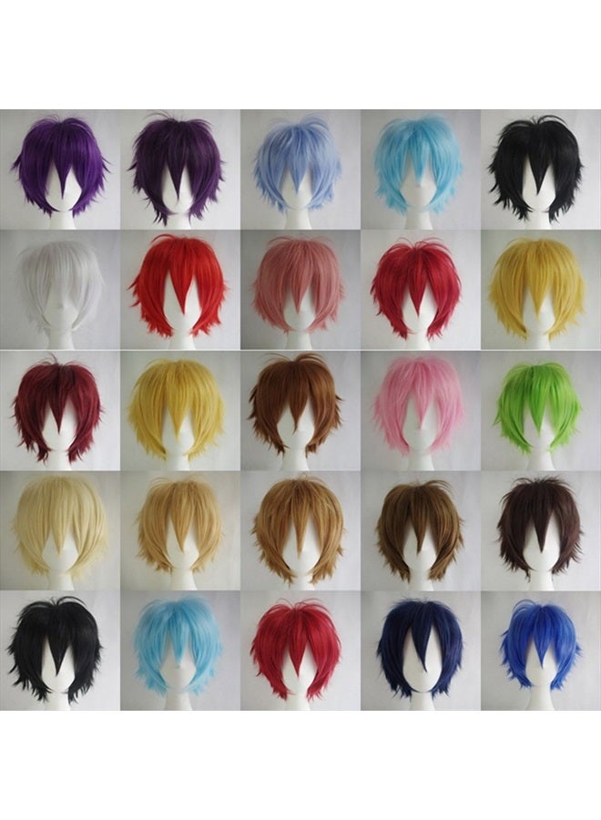 Aicos Alacos Short Fashion Spiky Layered Anime Cosplay Wig Light Brown Women Mens Boys Male Short Straight Party Costume Dress Synthetic Wig One Size - Image 3